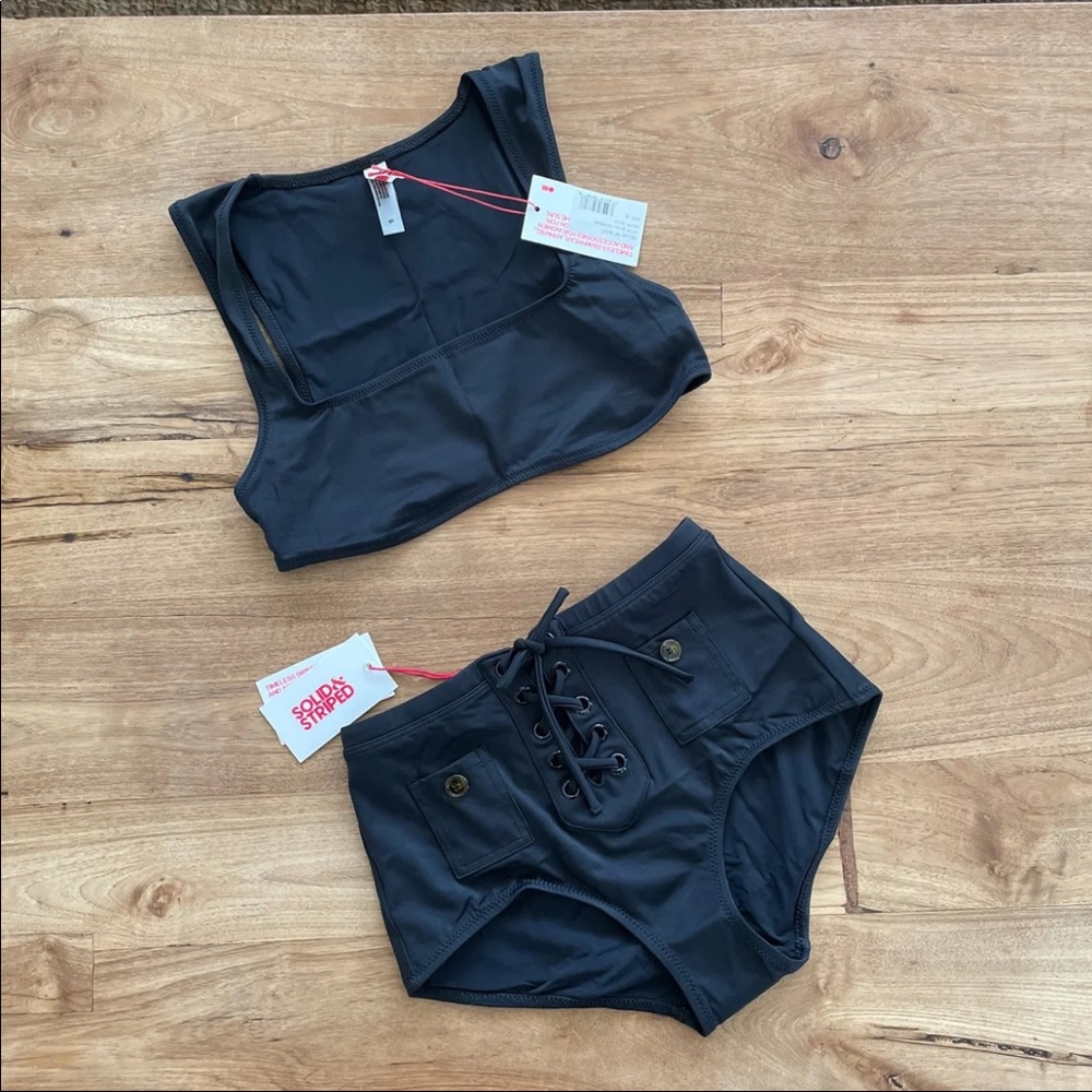 NWT solid and striped bikini small